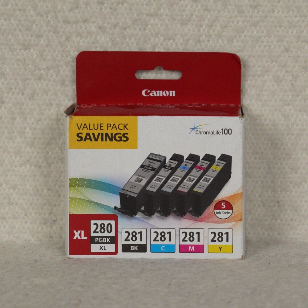 Canon PGI-280XL / CLI-281 5-Color Ink Value Pack Black Cyan Magenta Yellow